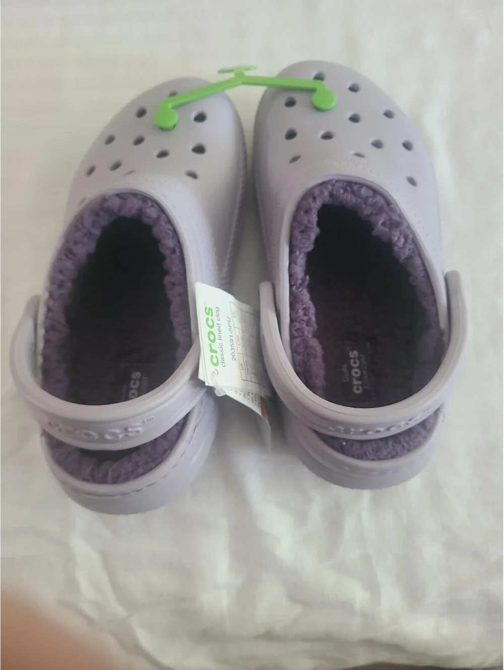 NWT Crocs Classic LINED Purple Clog Shoes Black US Men's Size 4 Women's 6
